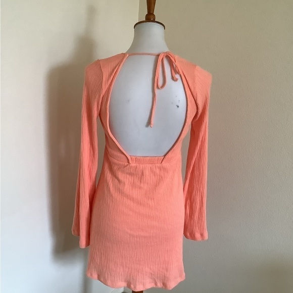 Free People Beach Women’s Dress Size Small Pink Byrne Mini Ribbed Knit Open Back - Picture 4 of 8